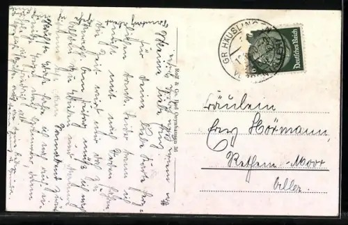 AK Gr.-Häuslingen, Teich mit Wohnhaus