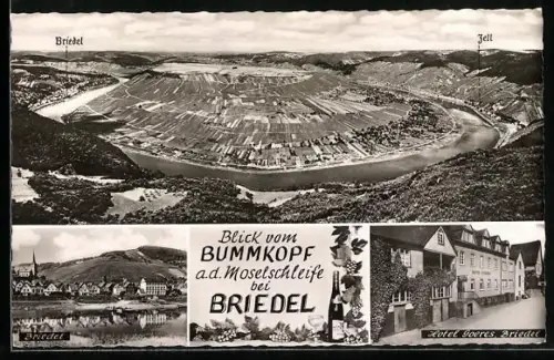 AK Briedel /Mosel, Hotel Goeres, Blick vom Bummkopf a. d. Moselschleife
