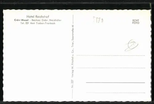 AK Cröv /Mosel, Hotel Reichshof, Besitzer Gebr. Neidhöfer, Innenansicht Restaurant
