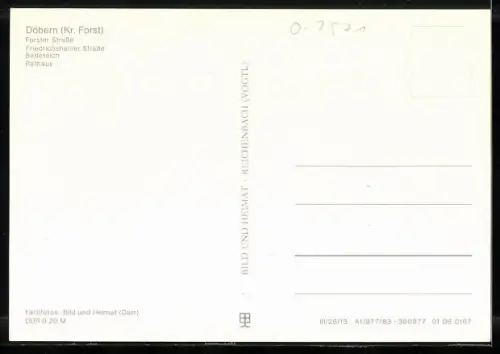 AK Döbern /Forst, Forster Strasse, Friedrichshainer Strasse, Badeteich, Rathaus