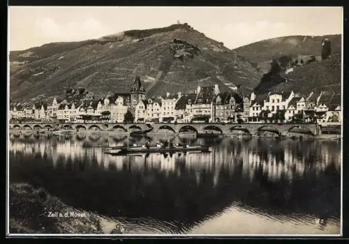 AK Zell a. d. Mosel, Stadtansicht mit Brücke