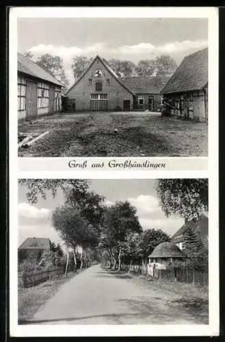 AK Grosshäuslingen, Strassenpartie im Ort