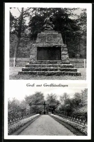 AK Grosshäuslingen, Kriegerdenkmal, Soldatenfriedhof