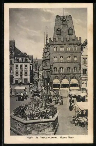 AK Trier, St. Petrusbrunnen, Rotes Haus