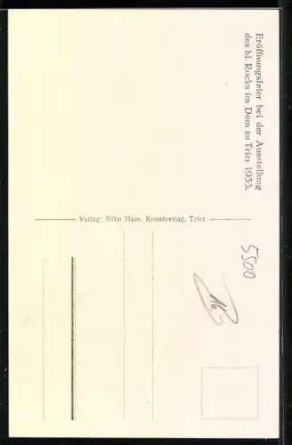 AK Trier, Eröffnungsfeier bei der Ausstellung des hl. Rocks im Dom 1933