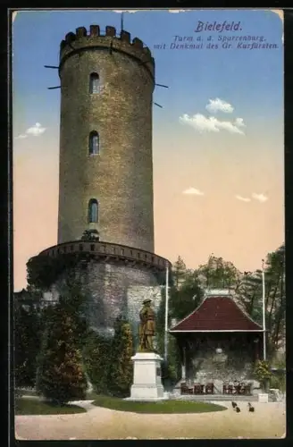 AK Bielefeld, Turm auf der Sparrenburg, Denkmal des Grossen Kurfürsten