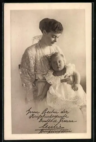 AK Kronprinzessin Cecilie von Preussen mit Tochter