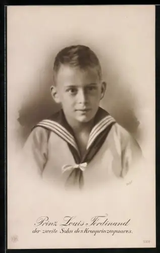 AK Prinz Louis Ferdinand von Preussen in Matrosenuniform, Brustbild