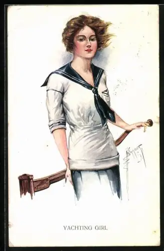 Künstler-AK Court Barber: Yachting Girl, junge Seglerin