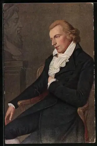 AK Dichter Friedrich Schiller sitzt in einem Stuhl