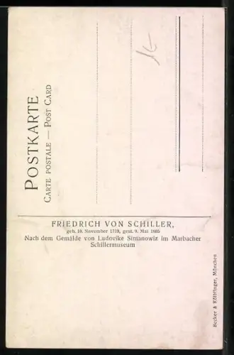 AK Dichter Friedrich Schiller sitzt in einem Stuhl