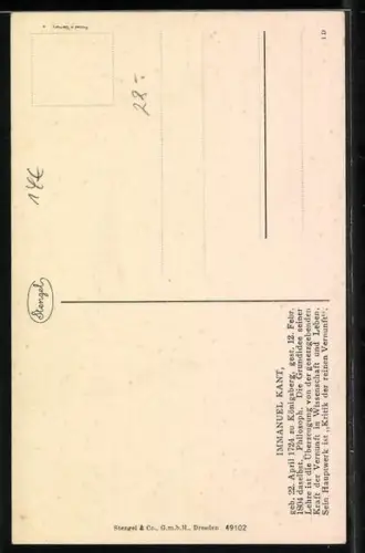 AK Porträt Immanuel Kant, Philosoph