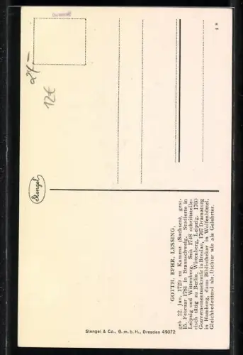 AK Portrait von Gotth. Ephr. Lessing, Schriftsteller