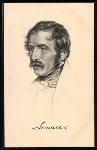 AK Nikolaus Lenau, Portrait des Dichters