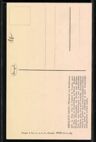 AK Nikolaus Lenau, Portrait des Dichters