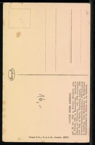 AK Portrait von Gotth. Ephr. Lessing, 1729-1781