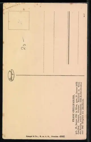 AK Porträtbild von Franz Grillparzer, Damat. Dichter