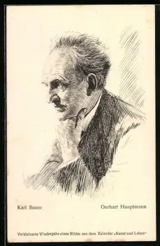 Künstler-AK Porträt Dichter Gerhart Hauptmann