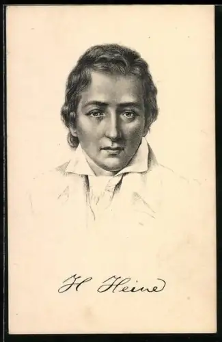 AK Heinrich Heine, Portrait des Dichters