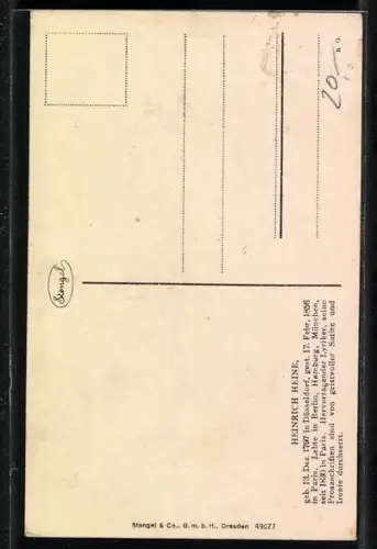 AK Heinrich Heine, Portrait des Dichters