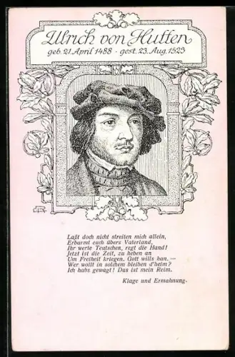 Künstler-AK Franzenhofer: Schriftsteller von Hutten, Klage und Ermahnung