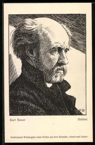 Künstler-AK Porträt vom Dichter Friedrich Hebbel