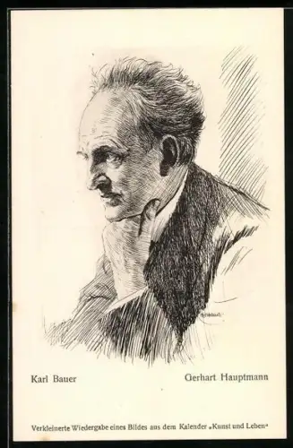 AK Schriftsteller Gerhart Hauptmann in nachdenklicher Pose