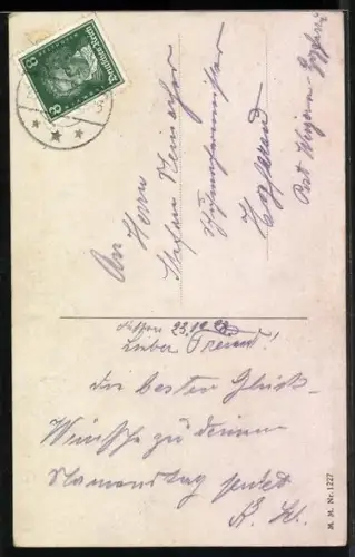 Künstler-AK Pauli Ebner: Weihnachtsmann an Kinderzimmerfenster