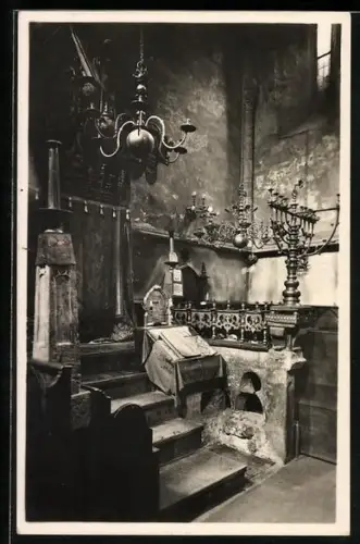 AK Prag / Praha, Stánek úmluvy ve staronové synagoze v Praze, Bundeslade in der Altneusynagoge