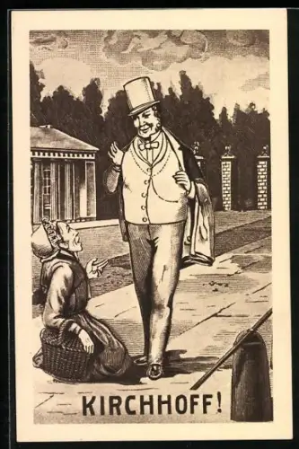 AK Hamburg, Kirchhoff, eine Frau kniet vor dem wohlhabenden Mann mit Zylinder