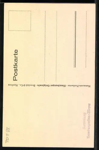 AK Hamburg, Kirchhoff, eine Frau kniet vor dem wohlhabenden Mann mit Zylinder