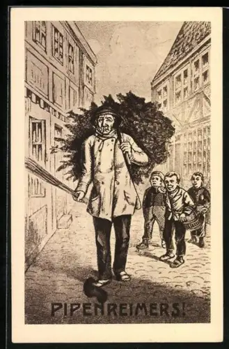 AK Hamburg, Pipenreimers, der stadtbekannte Holzfäller zieht durch die Strassen