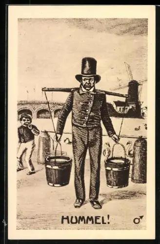 Künstler-AK Hamburg, Kleiner Junge verspottet Hummel