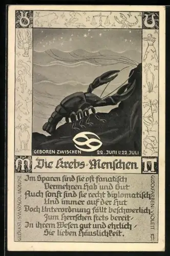 AK Sternzeichen Krebs, Charakterisierung des Krebs-Menschen