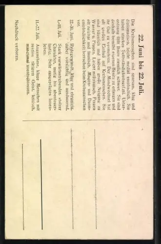 AK Sternzeichen Krebs, Charakterisierung des Krebs-Menschen