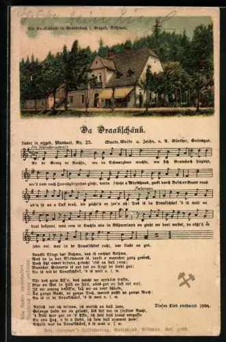 Lied-AK Anton Günther Nr. 25: Breitenbach i. Erzgeb. / Böhmen, Die Dreckschänke, Da Draakschänk