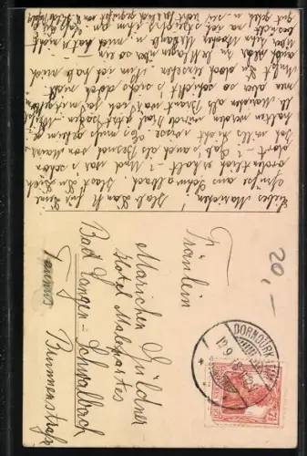 Künstler-AK Florence Hardy: Durch die Blume-Junge übergibt seiner Geliebten einen Blumenstrauss