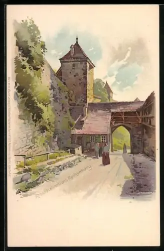 Künstler-AK Otto Hammel: Rothenburg o.T., Blick auf das Koboldzellertor