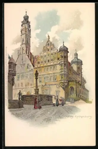 Künstler-AK Otto Hammel: Rothenburg / Tauber, Rathaus