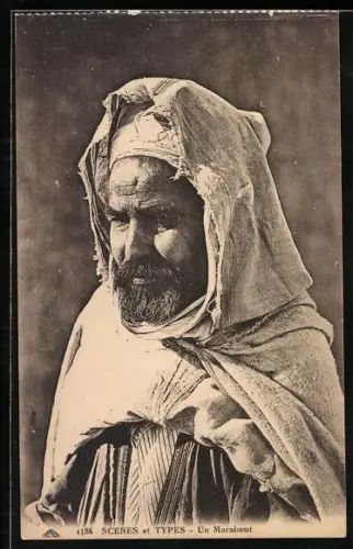 AK Scènes et Types, un Marabout, ein islamischer Heiliger, Portraitfoto