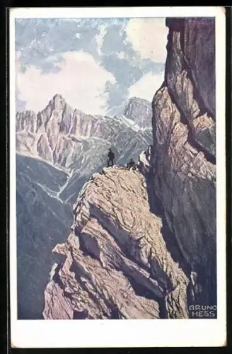 Künstler-AK Bruno Hess: Deutscher Schulverein Nr. 1493, Planspitze-Nordwand gegen den kleinen Buchstein