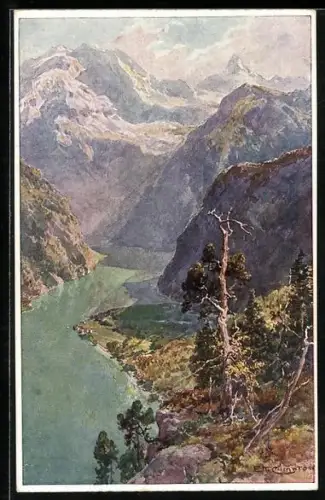 Künstler-AK Edward Theodore Compton: Königssee vom Achenkopf