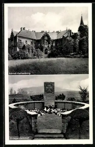 AK Kettenburg über Visselhövede, Schloss Kettenburg, Kriegerdenkmal