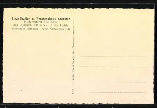 AK Hudemühlen a. d. Aller, Gasthaus Schultze, Aussen- u. Innenansicht