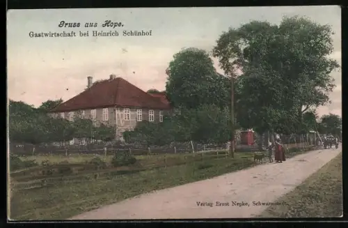 AK Hope / Lindwedel, Gastwirtschaft bei Heinrich Schünhof