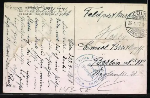 AK Köln am Rhein, Kölner Originale, Maler Block