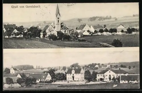 AK Gerolsbach, Ortsansicht mit Kirche