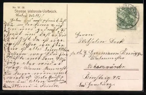 AK Walsrode-Vorbrück, Strassenpartie mit Schlosserei und Fahrradhandlung, Blick auf die Brücke