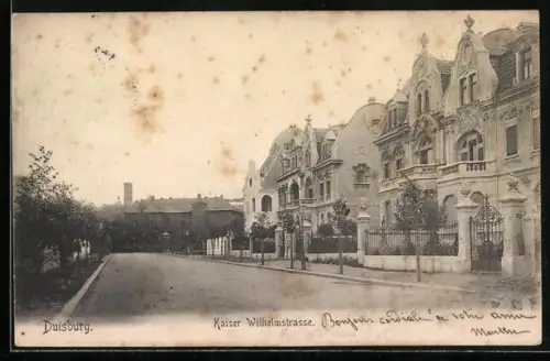 AK Duisburg, Kaiser Wilhelmstrasse mit stattlichen Anwesen