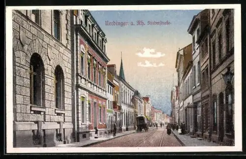 AK Uerdingen a. Rh., Niederstrasse mit Strassenbahngleisen